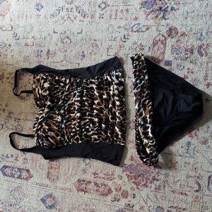 La Blanca swim suit tank size 12 leopard black